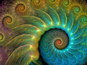 Spiral of colours and light, similar to a sea shell